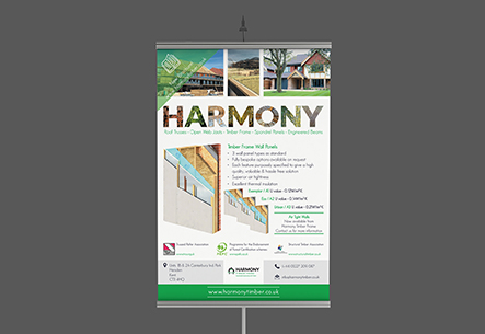 Graphic Design Poster, Harmony Timber Solutions, Exhibition, canterbury, Kent, UK