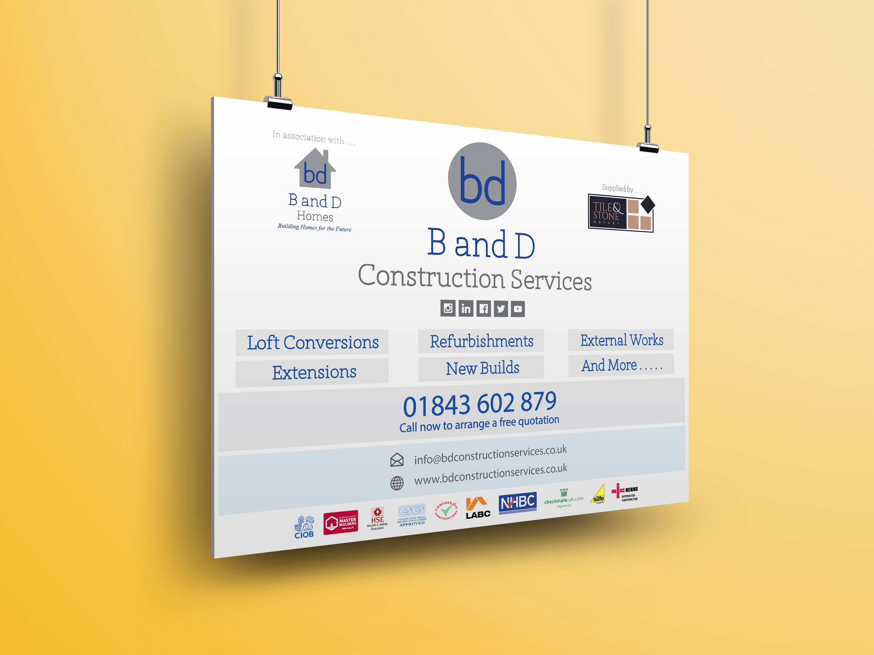 Builders Board, B and D Cosntruction Services, branding, brand image, Braodstairs, Kent, UK
