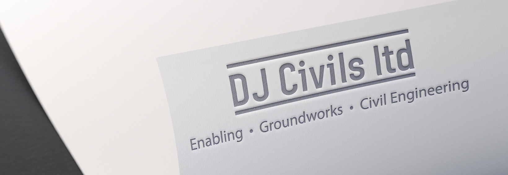 logo design banner, DJ Civils ltd, emblem, icon, letterhead, minster, kent, uk