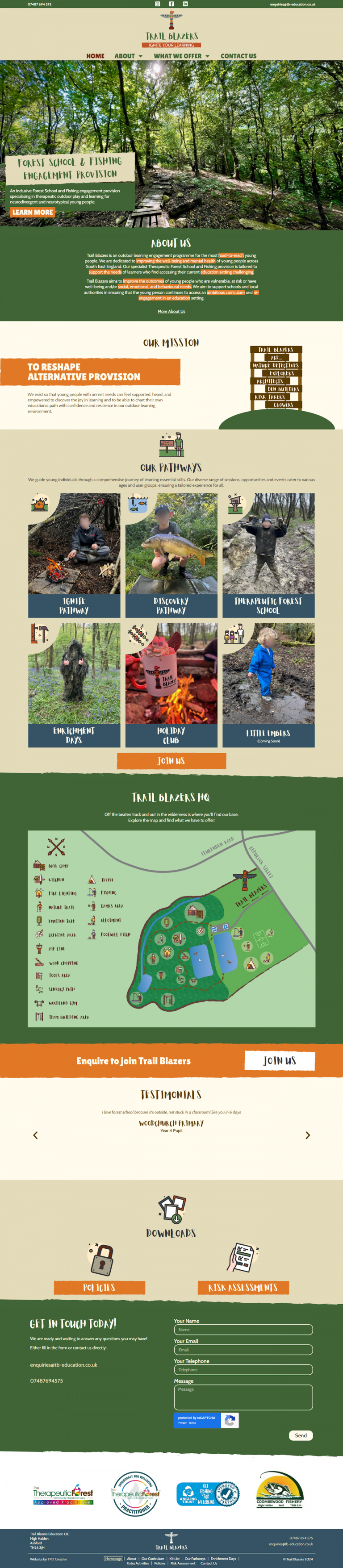 Website Design - Trail Blazers Full Scroll